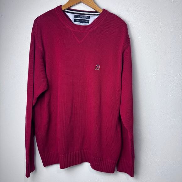 Vintage Tommy Hilfiger Red Cotton Shaker Crewneck Pullover Sweater Men’s Size XL - Picture 6 of 12